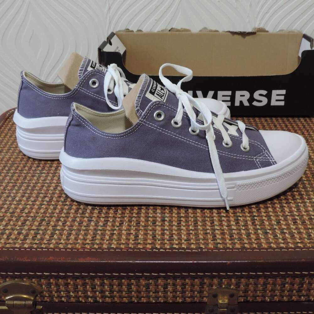 CONVERSE sz 10.5 Chuck Taylor All Star Move Low Cut Smoky Lavender Blue Denim